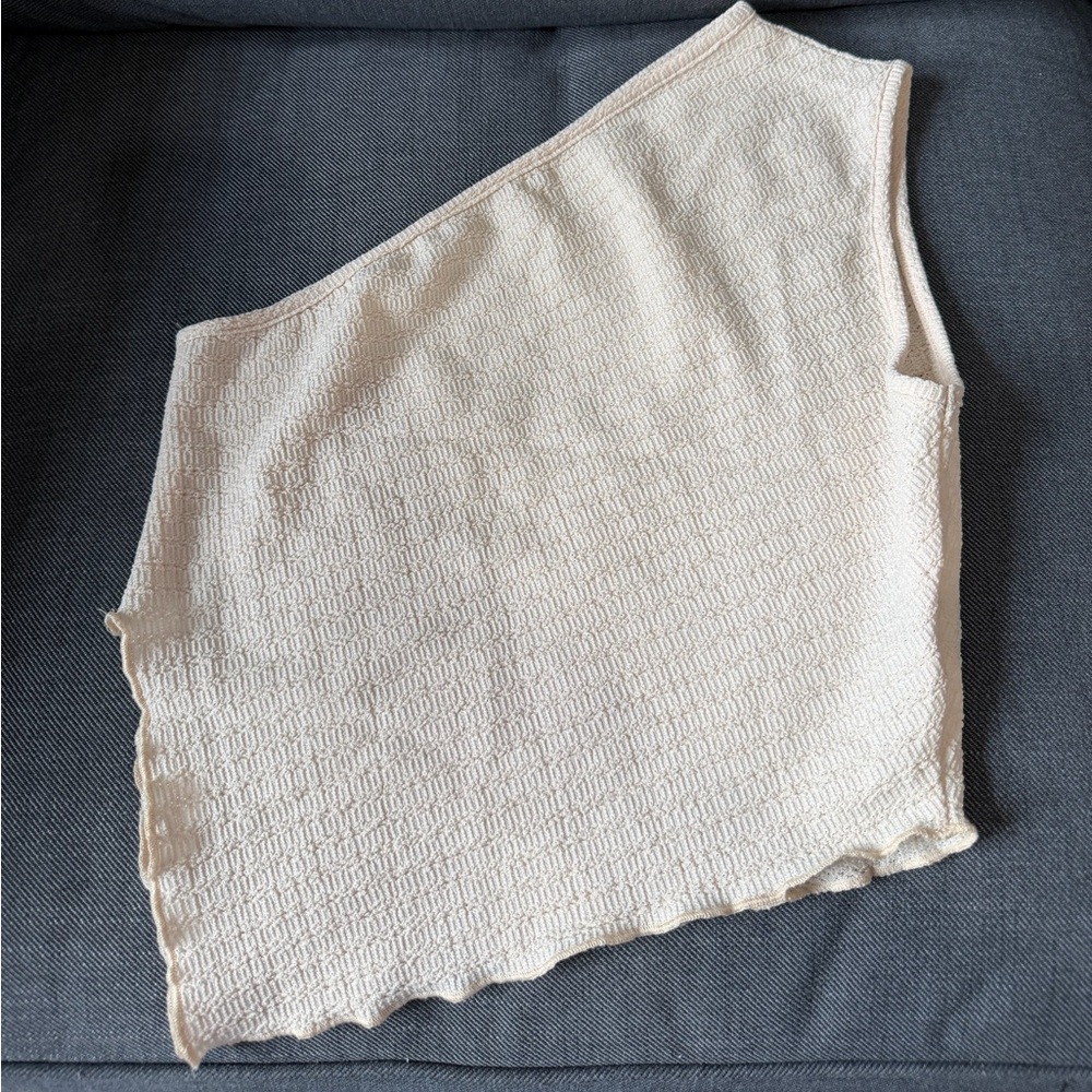 SHEIN Textured Beige One Shoulder Top